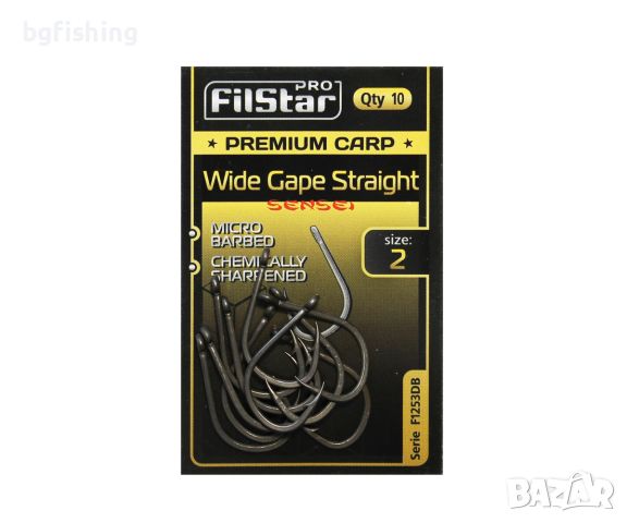 Куки F1253DB Premium Carp Wide Gape Straight, снимка 4 - Такъми - 45428281