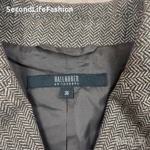 Дамско сако Hallhuber Philosophy, размер 36 S, вълна, полиестер, 2 копчета, снимка 3 - Сака - 53275101