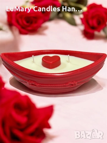 Свещ “Червена лодка със сърце”, снимка 5 - Декорация за дома - 53222983