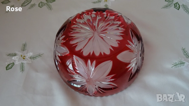 Кристална червена фруктиера/купа BLEIKRISTALL Exclusiv Handarbeit Germany., снимка 4 - Аксесоари за кухня - 51503314