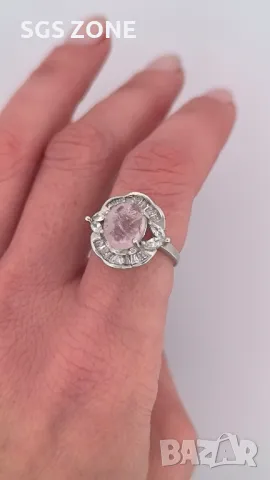 Сребърни Пръстени с Невероятен Морганит от Тайланд, снимка 10 - Колиета, медальони, синджири - 49844750