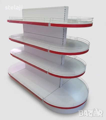 Заоблени рафтове за островен стелаж - гондола., снимка 5 - Стелажи и щандове - 49447938