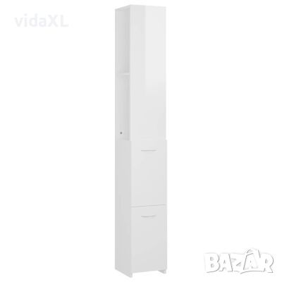 vidaXL Шкаф за баня, бял гланц, 25x26,5x170 см, инженерно дърво*SKU:808437