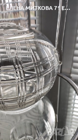 Голяма тежка гравирана кана от кристално стъкло, снимка 4 - Аксесоари за кухня - 52777396