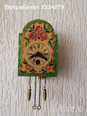 Миниатюрен стенен часовник от региона Шварцвалд, Германия 50-60год. Махала за часовници. , снимка 2 - Стенни часовници - 54013806