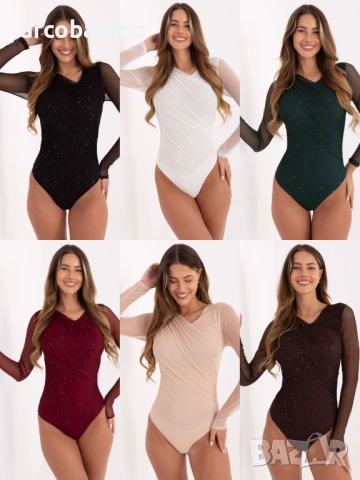 Дамско вталено боди с апликации, 6цвята 