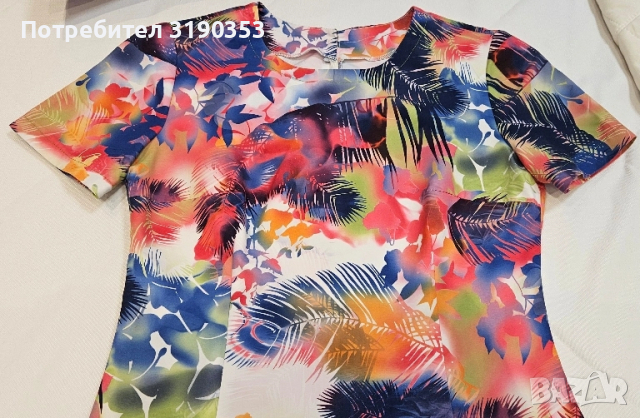 Дамска цветна блуза, снимка 2 - Корсети, бюстиета, топове - 51776405