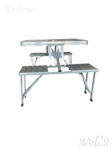 Комплект сгъваема маса с вградени 4 стола за къмпинг,риболов,пикник,туризъм, снимка 4 - Маси - 53880077