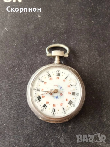 Швейцарски СРЕБЪРЕН джобен часовник 1900г. с ключе - 10 РУБИНА ПРОМОЦИЯ, снимка 18 - Джобни - 48835206