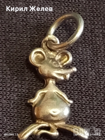 Сребърен медальон във формата на МИШКА много красив стилен дизайн 52404, снимка 8 - Колиета, медальони, синджири - 52708123