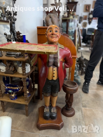 Дървена фигура на иконом/сервитьор №7397 , снимка 3 - Антикварни и старинни предмети - 51889374