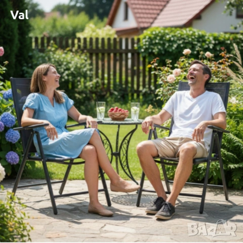 Сгъваем стоманен стол с регулиране на облегалката - издръжливост и елегантен дизайн, снимка 10 - Градински мебели, декорация  - 53833307