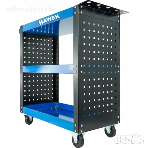 Мобилна количка за инструменти 3 рафта и стена за окачване инструмент, снимка 2 - Куфари с инструменти - 50026754