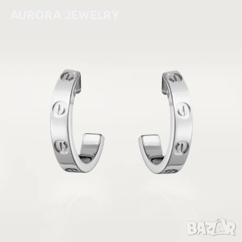 CARTIER Love Silver Hoop Дамски Обеци, снимка 11 - Обеци - 53238914