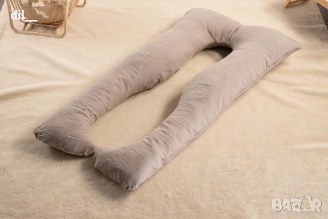 Възглавница за бременни с лен и пълнеж от вълна Medico Flaxy Wool,лен натурал