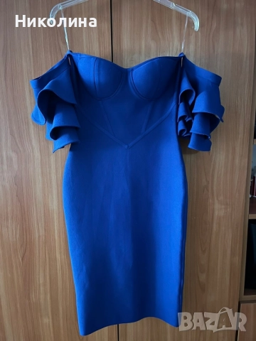 Бандажна рокля в турско синьо , снимка 3 - Рокли - 52047607