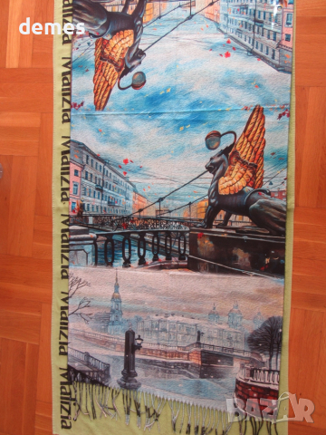 Фин двулицев шал с принт кашмир и вълна от Сант Петербург,Русия, снимка 2 - Шалове - 52298507