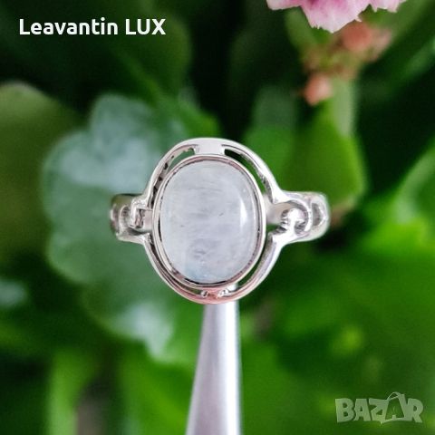 Сребърен пръстен с Лунен камък , снимка 4 - Пръстени - 46050583