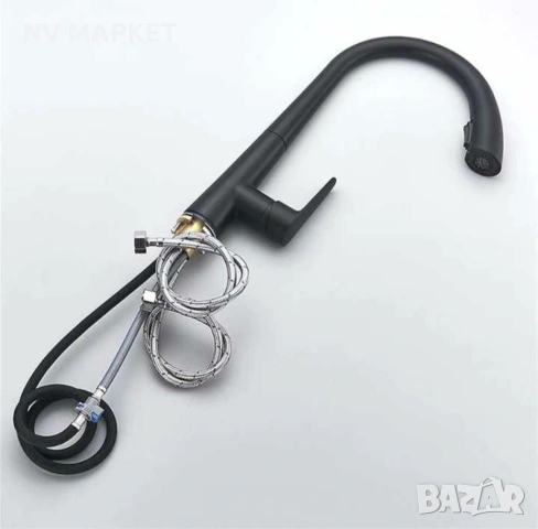 Смесител за кухненска мивка черен мат, снимка 3 - Смесители - 53837352