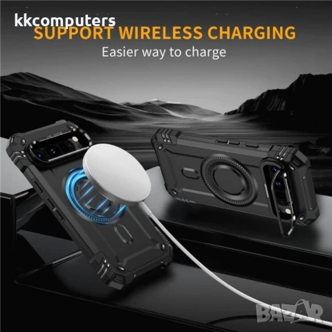 Google Pixel 9 Pro / Pixel 9 Magnetic Case Lens /Kickstand PC + TPU Удароустойчив Ring Holder2 Калъф, снимка 8 - Калъфи, кейсове - 51122629