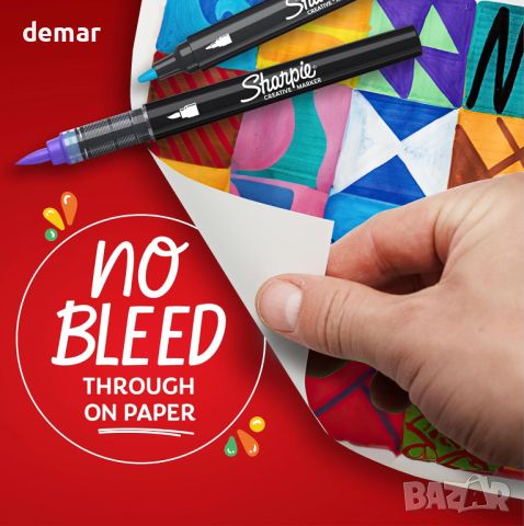 Sharpie Креативни маркери с акрилна боя, без разливане, на водна основа - 5 броя, снимка 2 - Ученически пособия, канцеларски материали - 45484289