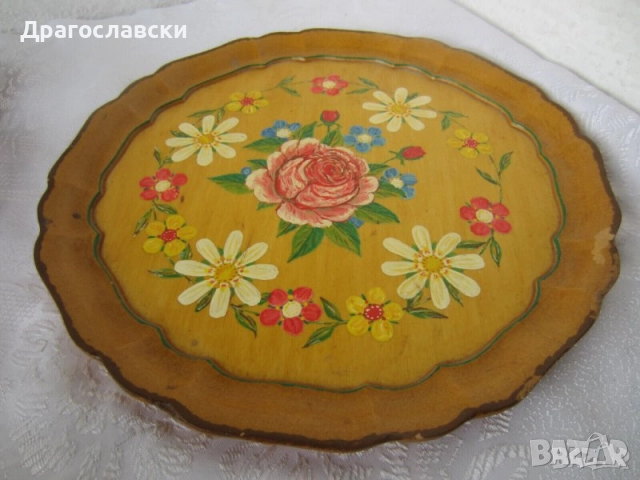 Дървени купа копанка скандинавска, с цветя и чиния, дървена декорация, , снимка 8 - Антикварни и старинни предмети - 35524912