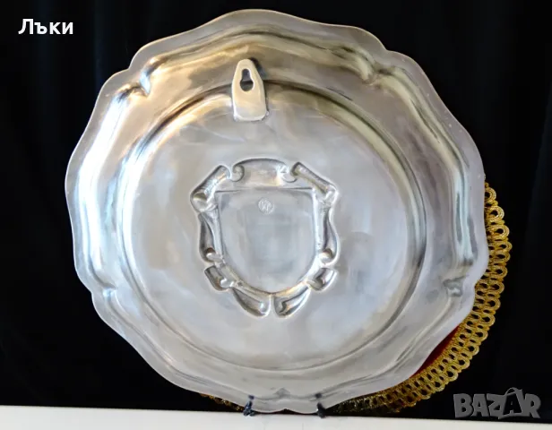 Пано от калай с рамка за снимка 33 см.,калаена сватба. , снимка 4 - Антикварни и старинни предмети - 49922408