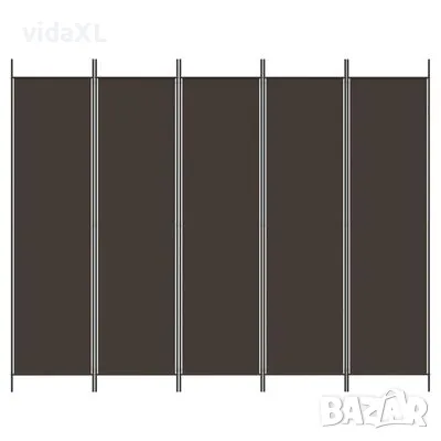 vidaXL Параван за стая, 5 панела, кафяв, 250x200 см, плат（SKU:350187）, снимка 2 - Паравани - 48514369