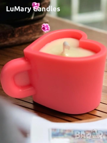 Свещ “Чаша сърце”, снимка 4 - Декорация за дома - 53847139