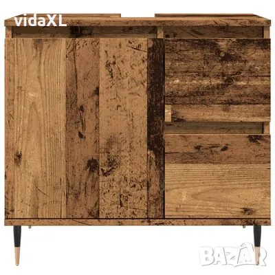 vidaXL Шкаф за баня, старо дърво, 65x33x60 см, инженерно дърво(SKU:857223), снимка 3 - Шкафове - 49039877