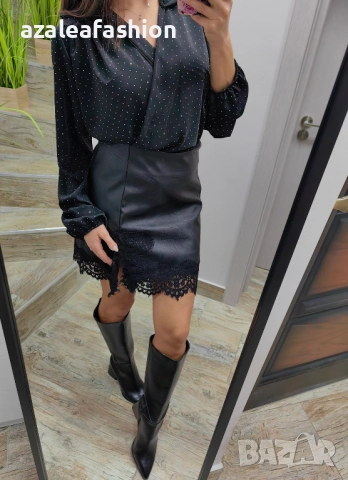 Дамски сет боди с кожена пола, снимка 2 - Комплекти - 52864184