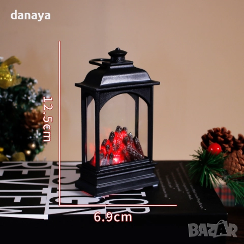 6182 Коледен фенер с LED светлина и имитация на камина декоративна коледна украса и декорация за дом, снимка 2 - Декорация за дома - 51874702