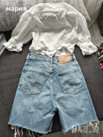Нови къси дънки Zara, топ Zara, снимка 3 - Къси панталони и бермуди - 46000099