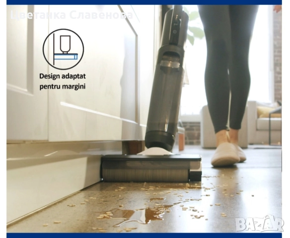 Вертикална прахосмукачка Tineco Floor One S5 Combo Plus, 22 W, 21.6 V, 0.45 L, Wi-Fi, Син, снимка 5 - Прахосмукачки - 52467232