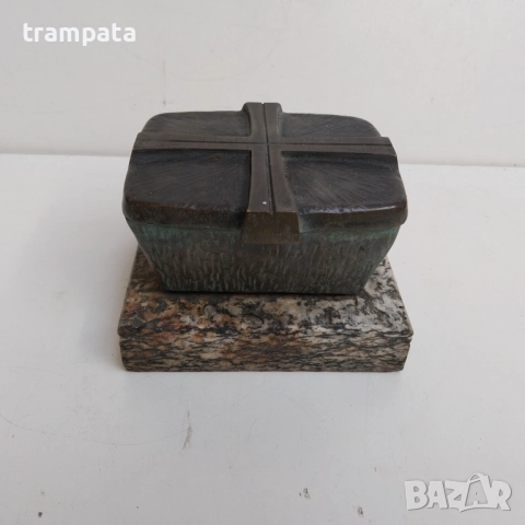 ТОП ОФЕРТА -50%  Стар немски съд за светена вода , метал и мрамор , снимка 3 - Антикварни и старинни предмети - 52298797