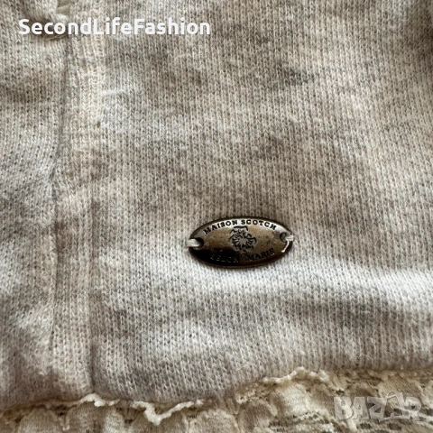 MAISON SCOTCH La Femme Selon Marie  размер S бежово памучно жилетка с отворена предна част, снимка 3 - Жилетки - 53505475