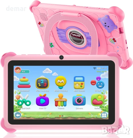 Детски таблет с WIFI, двойна камера, сензорен екран, удароустойчив калъф, родителски контрол, 3-7 г