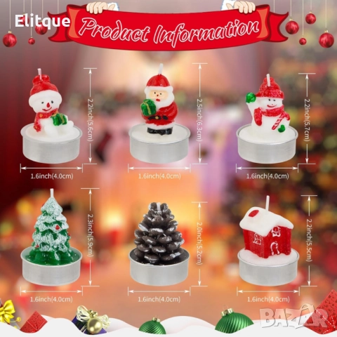 12 Коледни ароматни чаени свещи в кутия, снимка 2 - Други стоки за дома - 52819897