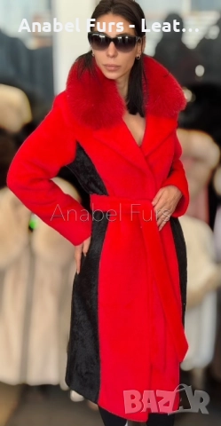 Дамски кашмирени палта с естествен косъм, снимка 13 - Палта, манта - 51811994