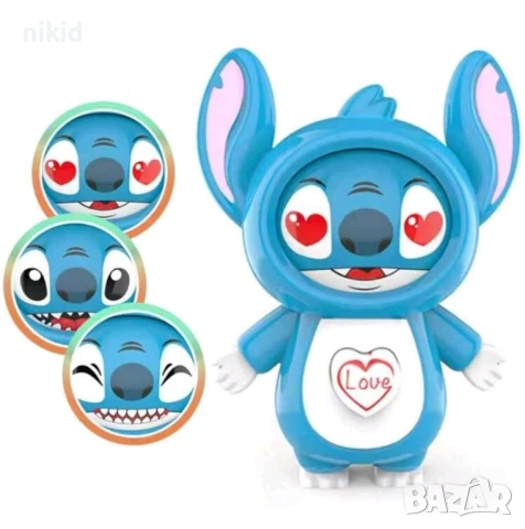 Стич Stitch с променящо се лице форма пластмасова играчка фигурка, снимка 2 - Фигурки - 51161928