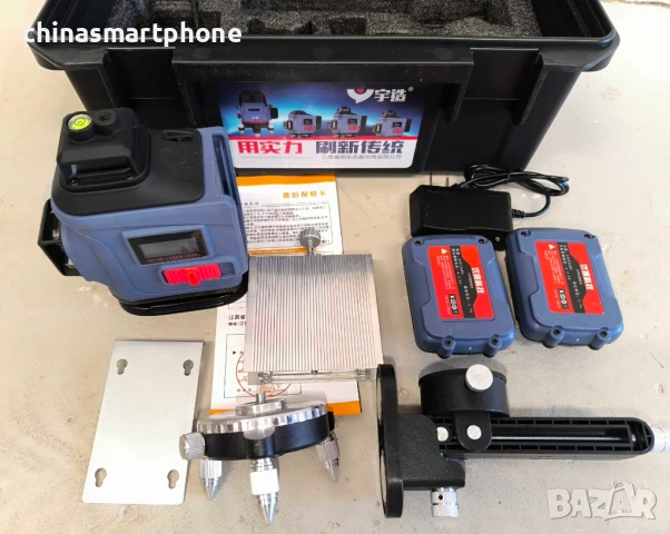 Лазерен Нивелир 4D с 16 Линии – Зелен Лъч, Самонивелиращ се с дисплей батерии 2x2400mAh, снимка 7 - Други машини и части - 50603004