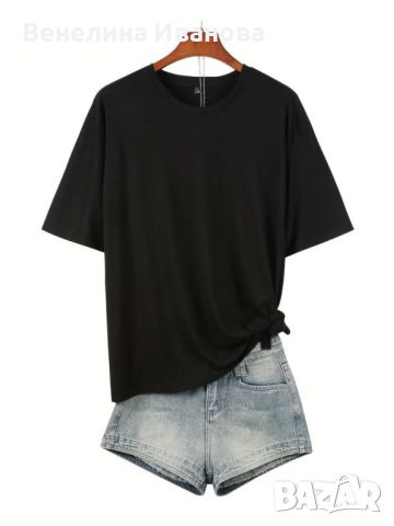 Дамска тениска за пролет и лято с къс ръкав, кръгло деколте - мече, снимка 2 - Тениски - 45656659