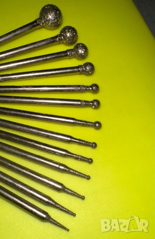 13бр сферични фрезери с диамантено покритие, снимка 2 - Диамантени и режещи инструменти - 52205517