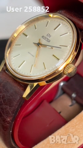 ROAMER - ANTICHOC механичен позлатен часовник – нов със оригинална кутия, снимка 2 - Мъжки - 53101142