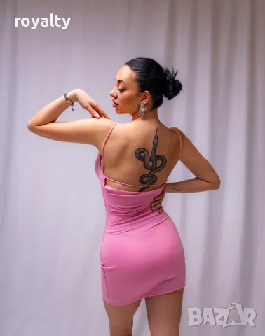 Розова стилна дамска рокля , снимка 2 - Рокли - 50049050