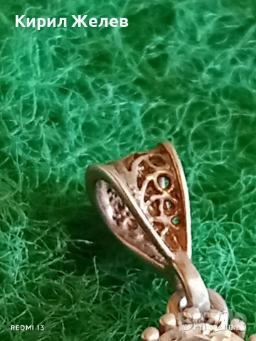 Винтидж сребърна висулка Арт Деко стил с камък Рубилит изящна много красива 33285, снимка 3 - Колиета, медальони, синджири - 53069918