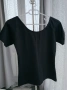 Черна къса блуза с къс ръкав и обло деколте, снимка 3