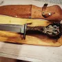 Ловен масивен нож с изобразен Бухал и Еделвайс  , снимка 1