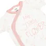 Бебешко памучно боди с къс ръкав и бели розови цветя My Little Flower 0-6 месеца S_1233524, снимка 2
