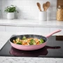 Комплект тигани Cheffinger розово с мраморно покритие – 3 части- розов цвят, снимка 5